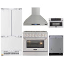 Kucht 5-Piece Appliance Package - 36-Inch Dual Range, 36-Inch Panel Ready Refrigerator, Wall Mount Hood, Panel Ready Dishwasher, & Microwave Oven