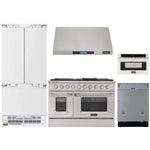 Kucht 5-Piece Appliance Package - 48" Dual Fuel Range, 36" Panel Ready Refrigerator, Under Cabinet Hood, Panel Ready Dishwasher, & Microwave Drawer