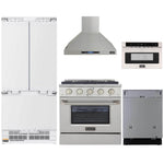 Kucht 5-Piece Appliance Package - 30-Inch Gas Range, 36-Inch Panel Ready Refrigerator, Wall Mount Hood, Panel Ready Dishwasher, & Microwave Drawer