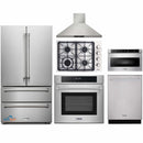 Thor Kitchen 6-Piece Pro Appliance Package - 30-Inch Gas Cooktop, Electric Wall Oven, Wall Mount Hood, Refrigerator, Dishwasher, & Microwave Drawer in Stainless Steel