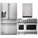 Thor Kitchen 3-Piece Appliance Package - 48-Inch Gas Range, Dishwasher & Refrigerator with Water Dispenser in Stainless Steel