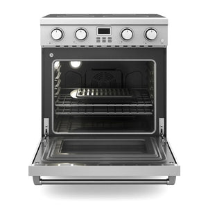 Thor Kitchen 4-Piece Appliance Package - 30-Inch Electric Range, Wall Mount Range Hood, Refrigerator, and Dishwasher in Stainless Steel