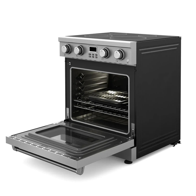 Thor Kitchen 2-Piece Appliance Package - 30-Inch Electric Range and Over-the-Range Microwave & Vent Hood in Stainless Steel