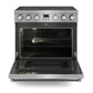 Thor Kitchen 6-Piece Appliance Package - 36-Inch Electric Range, Wall Mount Range Hood, Refrigerator, Dishwasher, Microwave, and Wine Cooler in Stainless Steel