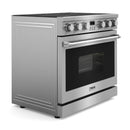 Thor Kitchen 4-Piece Appliance Package - 36-Inch Electric Range, Refrigerator with Water Dispenser, Dishwasher, and Microwave in Stainless Steel