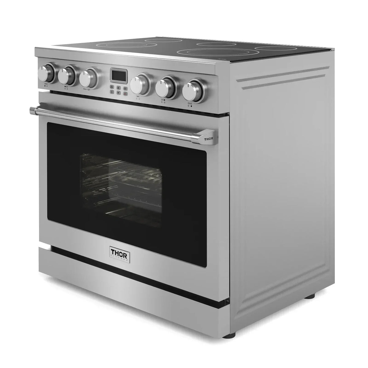 Thor Kitchen 4-Piece Appliance Package - 36-Inch Electric Range, Refrigerator, Dishwasher, and Microwave in Stainless Steel