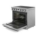 Thor Kitchen 6-Piece Appliance Package - 36-Inch Electric Range, Wall Mount Range Hood, Refrigerator, Dishwasher, Microwave, and Wine Cooler in Stainless Steel