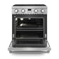 Thor Kitchen 6-Piece Appliance Package - 30-Inch Gas Range, Wall Mount Range Hood, Refrigerator, Dishwasher, Microwave, and Wine Cooler in Stainless Steel