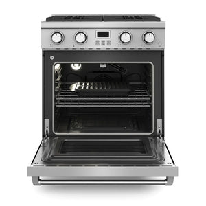 Thor Kitchen 4-Piece Appliance Package - 30-Inch Gas Range, Wall Mount Range Hood, Refrigerator, and Dishwasher in Stainless Steel