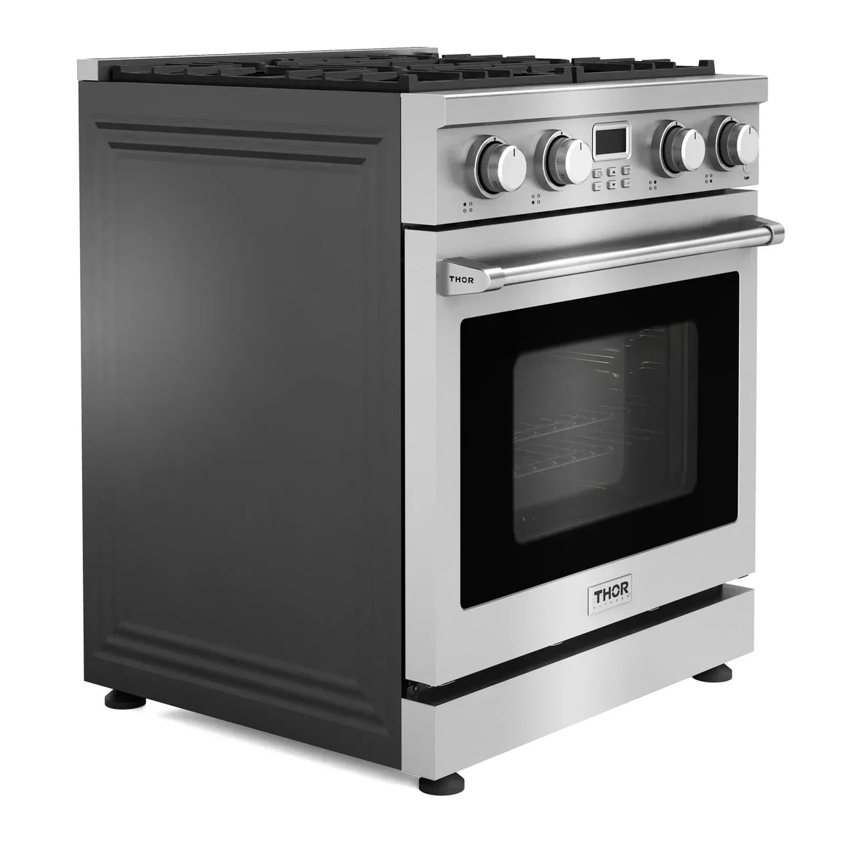 Thor Kitchen 3-Piece Appliance Package - 30-Inch Gas Range, Refrigerator with Water Dispenser, and Dishwasher in Stainless Steel