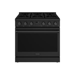 Thor Kitchen 36-Inch Liquid Propane Range in Black - Contemporary Professional