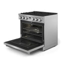 Thor Kitchen 4-Piece Appliance Package - 36-Inch Gas Range, Refrigerator with Water Dispenser, Dishwasher, and Microwave in Stainless Steel