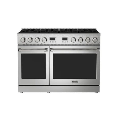 THOR Kitchen ARG48 48-Inch Stainless Steel Professional Natural Gas Range – Front View with Doors Closed