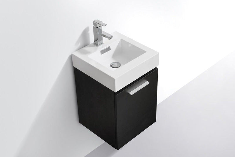 Bliss 16 in. Wall Mount Modern Bathroom Vanity - Black