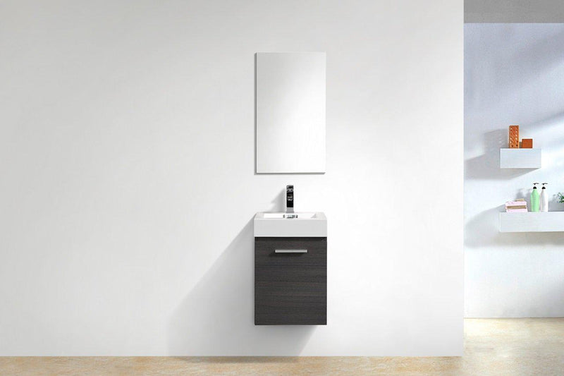 Bliss 16 in. Wall Mount Modern Bathroom Vanity - Gray Oak