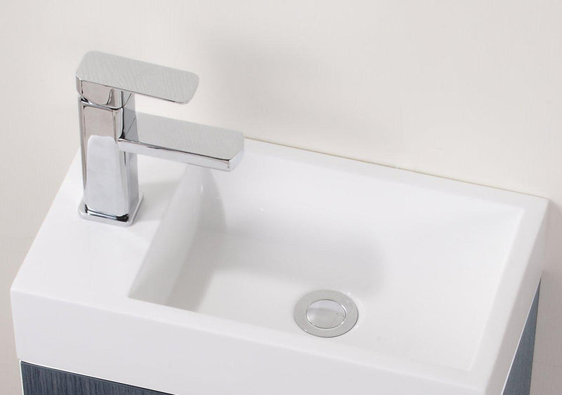 Bliss 18 in. Wall Mount Modern Bathroom Vanity - Gray Oak