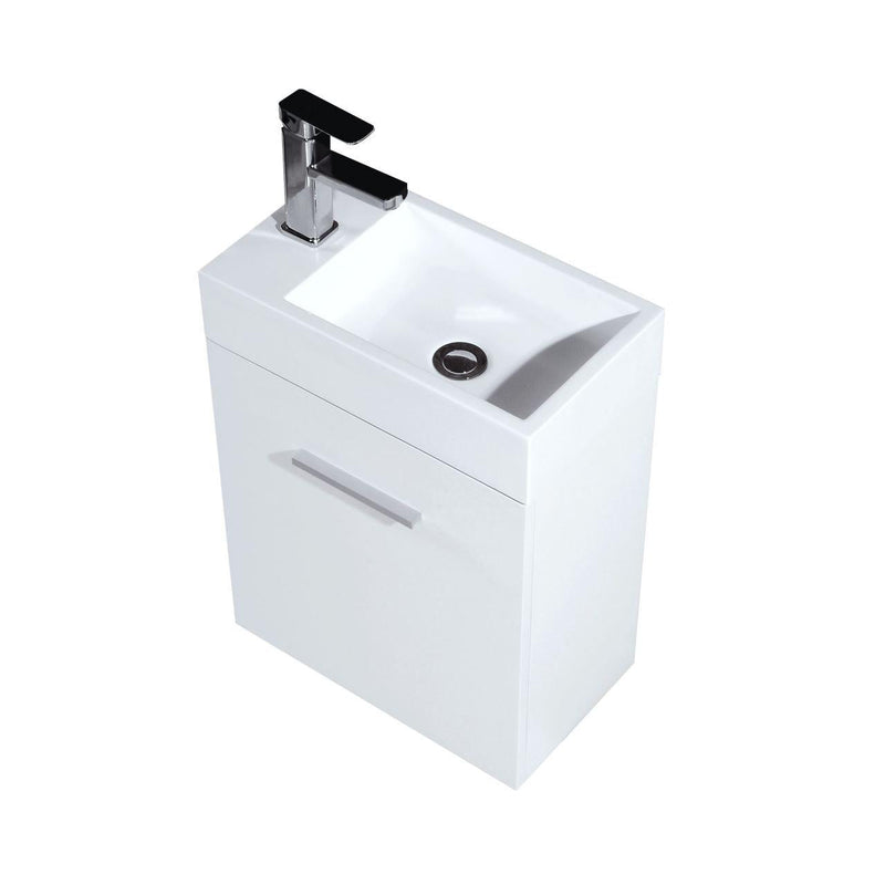 Bliss 18 in. Wall Mount Modern Bathroom Vanity - 	High Gloss White