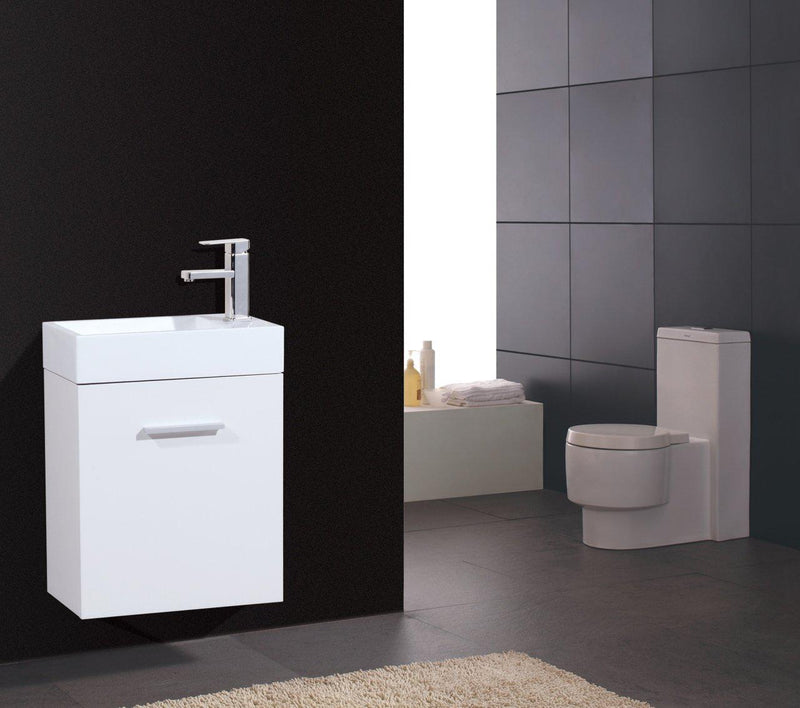 Bliss 18 in. Wall Mount Modern Bathroom Vanity - 	High Gloss White