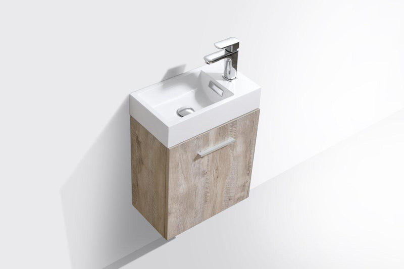 Bliss 18 in. Wall Mount Modern Bathroom Vanity - Nature Wood