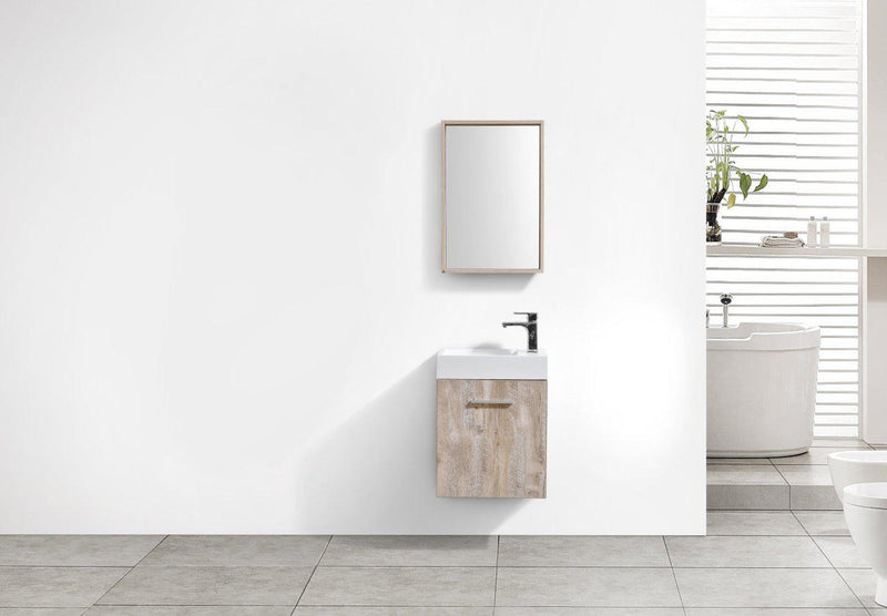 Bliss 18 in. Wall Mount Modern Bathroom Vanity - Nature Wood