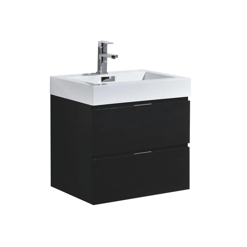 Bliss 24 in. Wall Mount Modern Bathroom Vanity - Black