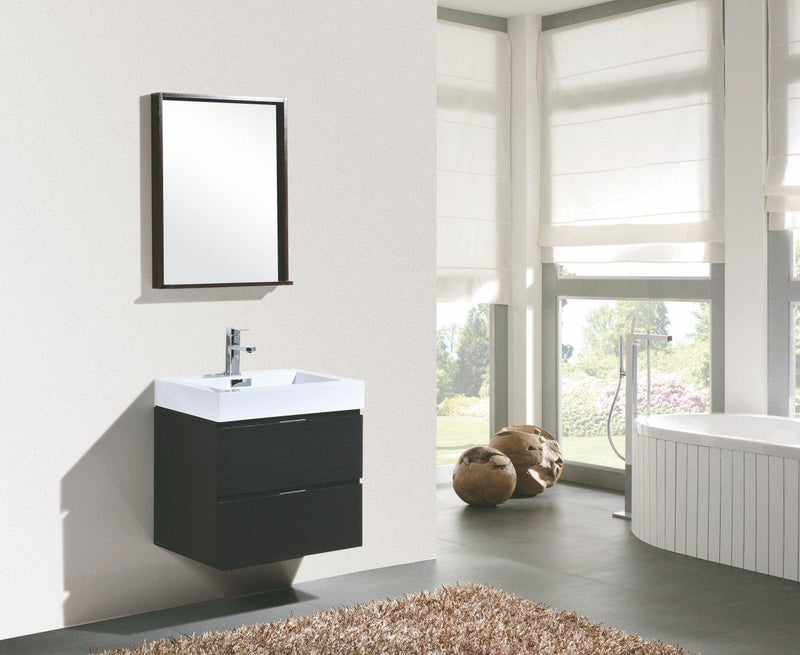Bliss 24 in. Wall Mount Modern Bathroom Vanity - Black