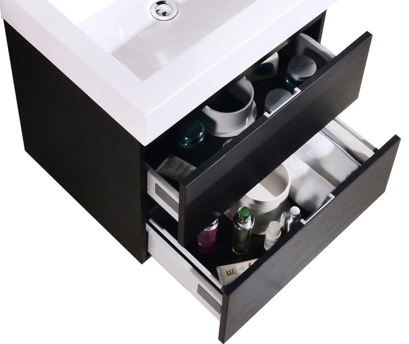 Bliss 24 in. Wall Mount Modern Bathroom Vanity - Black