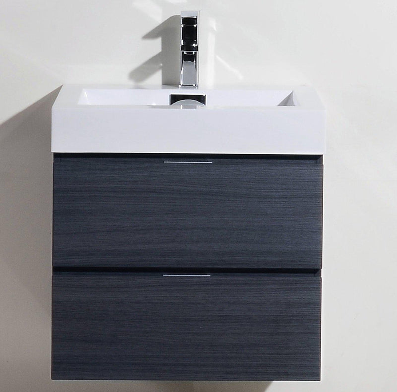 Bliss 24 in. Wall Mount Modern Bathroom Vanity - Gray Oak