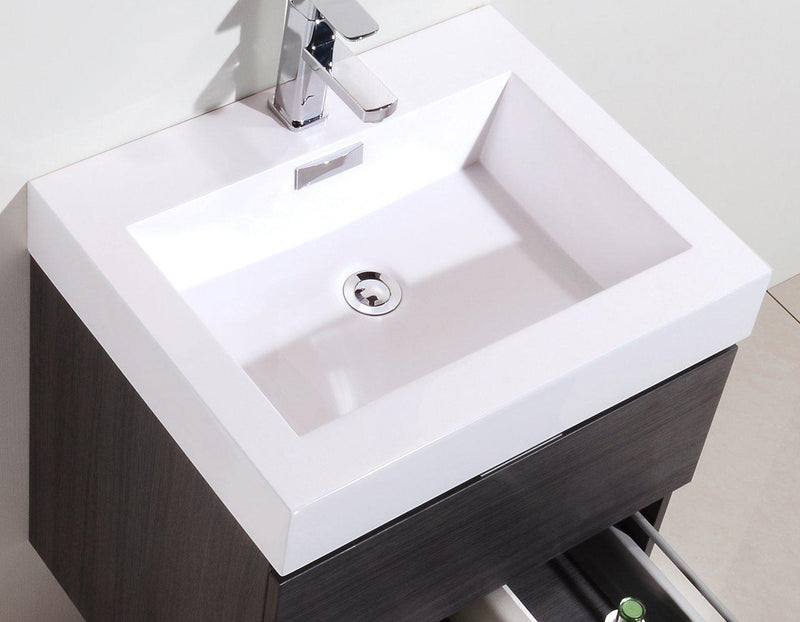 Bliss 24 in. Wall Mount Modern Bathroom Vanity - Gray Oak