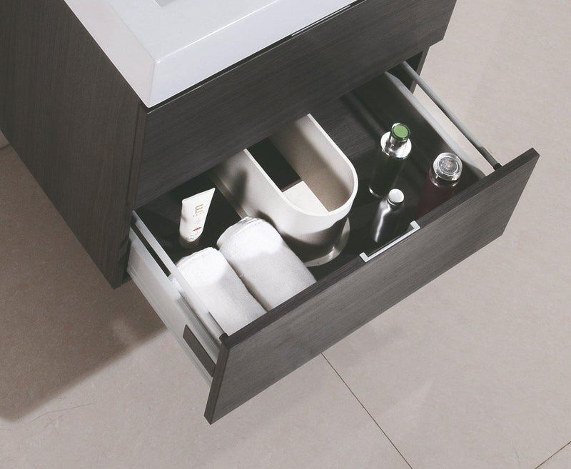 Bliss 24 in. Wall Mount Modern Bathroom Vanity - Gray Oak
