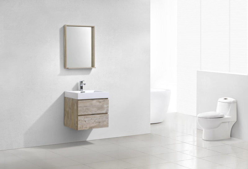 Bliss 24 in. Wall Mount Modern Bathroom Vanity - Nature Wood