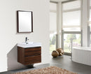 Bliss 24 in. Wall Mount Modern Bathroom Vanity - Walnut