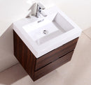 Bliss 24 in. Wall Mount Modern Bathroom Vanity - Walnut