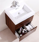 Bliss 24 in. Wall Mount Modern Bathroom Vanity - Walnut