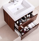 Bliss 24 in. Wall Mount Modern Bathroom Vanity - Walnut