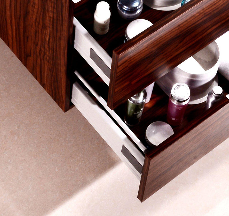 Bliss 24 in. Wall Mount Modern Bathroom Vanity - Walnut