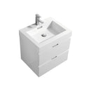 Bliss 24 in. Wall Mount Modern Bathroom Vanity - High Gloss White