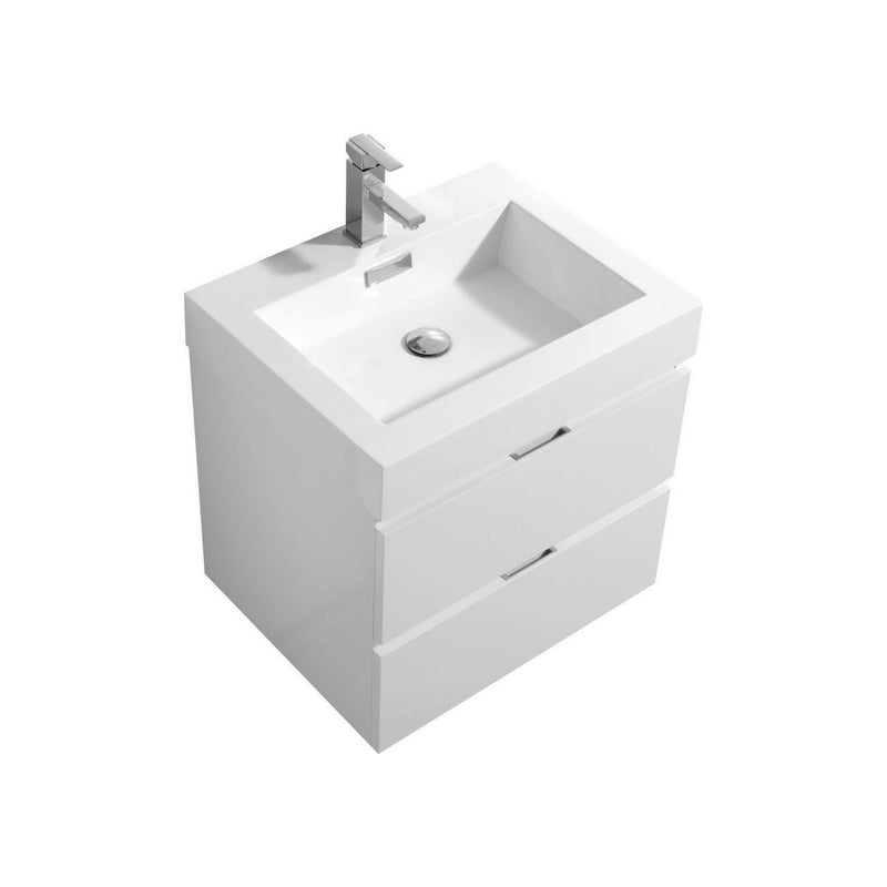 Bliss 24 in. Wall Mount Modern Bathroom Vanity - High Gloss White