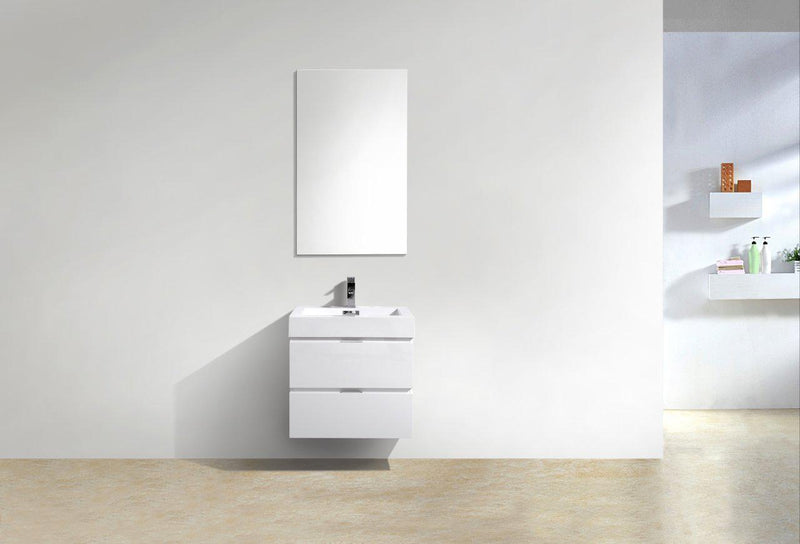 Bliss 24 in. Wall Mount Modern Bathroom Vanity - High Gloss White