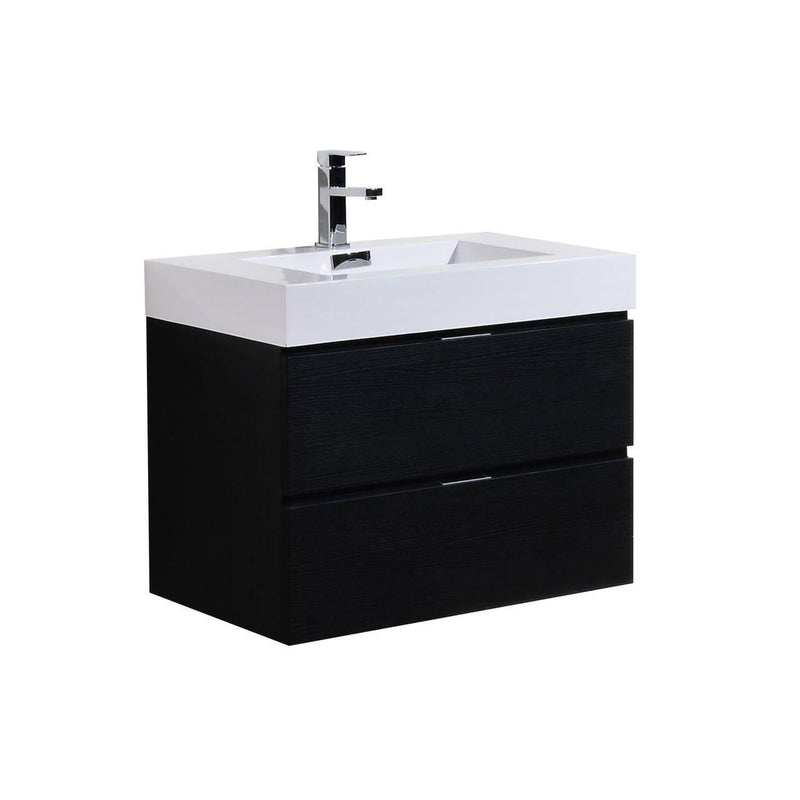 Bliss 30 in. Wall Mount Modern Bathroom Vanity - Black