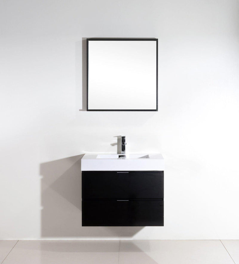 Bliss 30 in. Wall Mount Modern Bathroom Vanity - Black