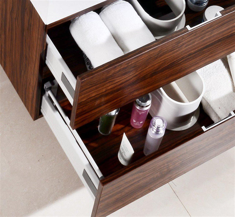 Bliss 30 in. Wall Mount Modern Bathroom Vanity - Walnut