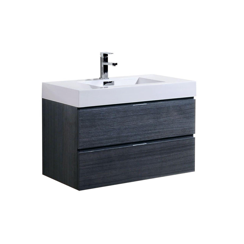 Bliss 36 in. Wall Mount Modern Bathroom Vanity - Gray Oak