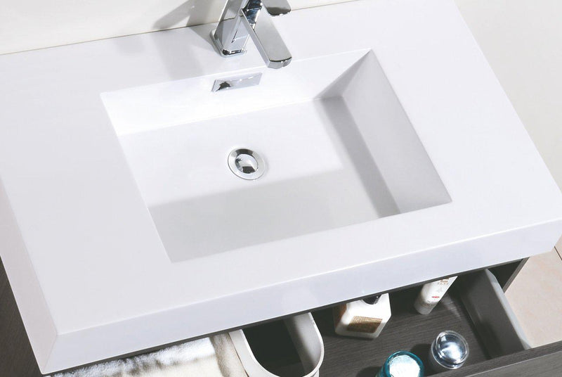Bliss 36 in. Wall Mount Modern Bathroom Vanity - Gray Oak