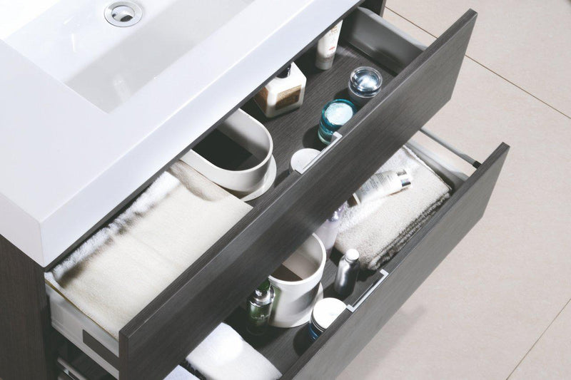 Bliss 36 in. Wall Mount Modern Bathroom Vanity - Gray Oak
