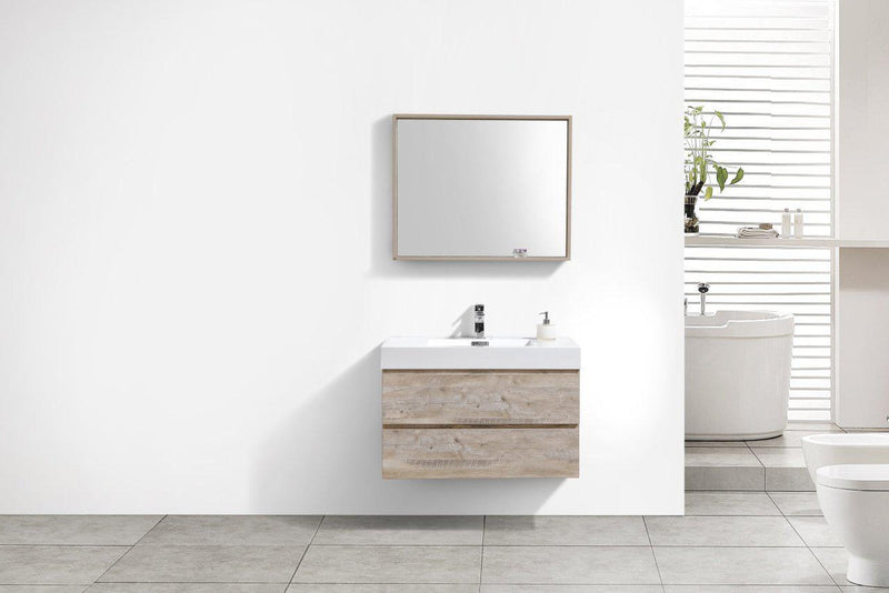 Bliss 36 in. Wall Mount Modern Bathroom Vanity - Nature Wood