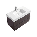 Bliss 36 in. Wall Mount Modern Bathroom Vanity - High Gloss Gray Oak