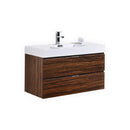 Bliss 40 in. Wall Mount Modern Bathroom Vanity - Walnut