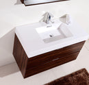 Bliss 40 in. Wall Mount Modern Bathroom Vanity - Walnut