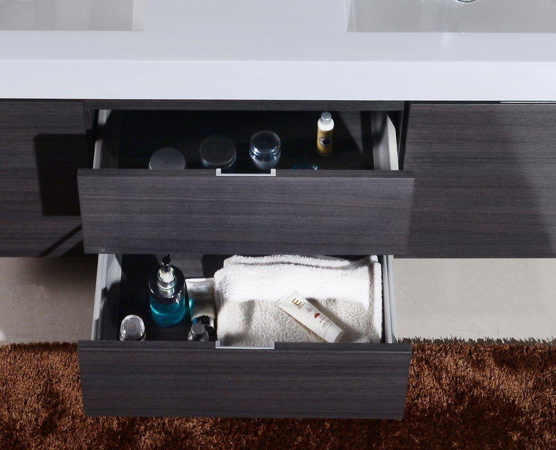 KubeBath Bliss 60 in. Double Sink Wall Mount Modern Bathroom Vanity - Gray Oak, BSL60D-GO